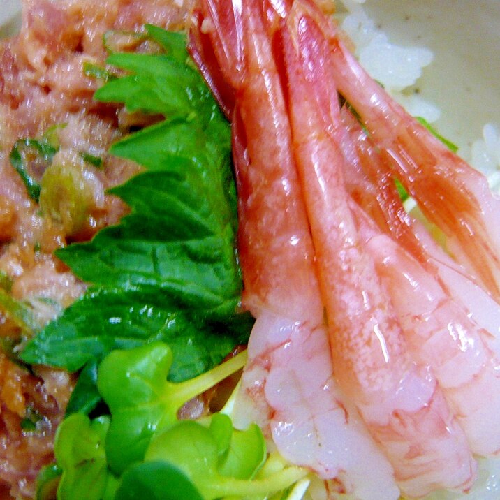 ❤　甘海老＆ネギトロの海鮮丼　❤